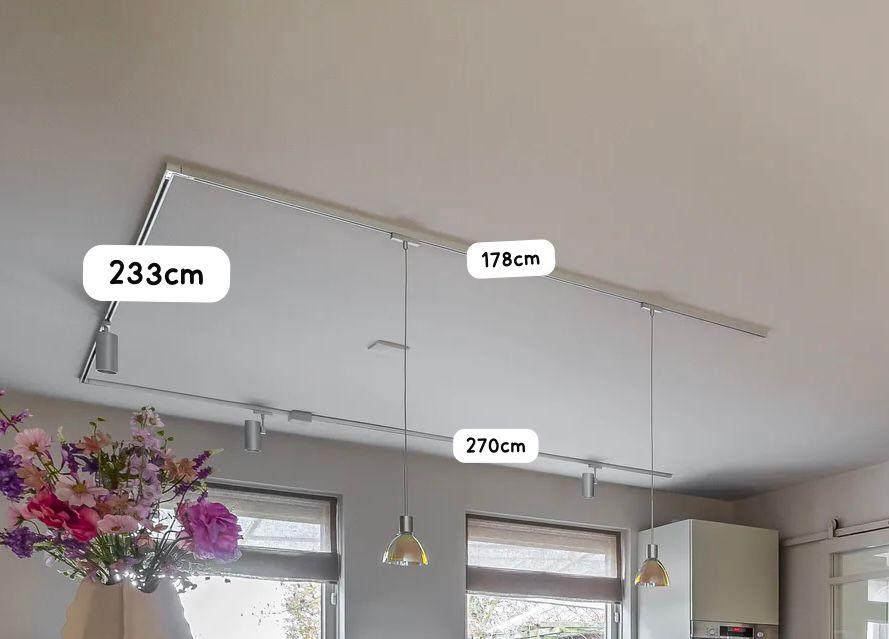 Bruck systeem incl. 3 spots en 2 hanglampen, Ophalen, Gebruikt, Glas, Minder dan 50 cm