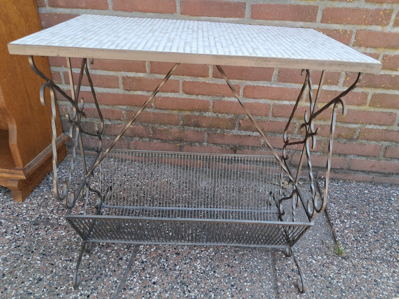 Exclusieve Vintage Smeedijzeren Bijzettafeltje handgemaakt., Ophalen