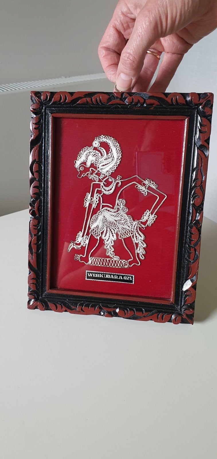 925 Indonesische Wayang Kulit Werkudara Bima Zilverfiligraan, Ophalen of Verzenden