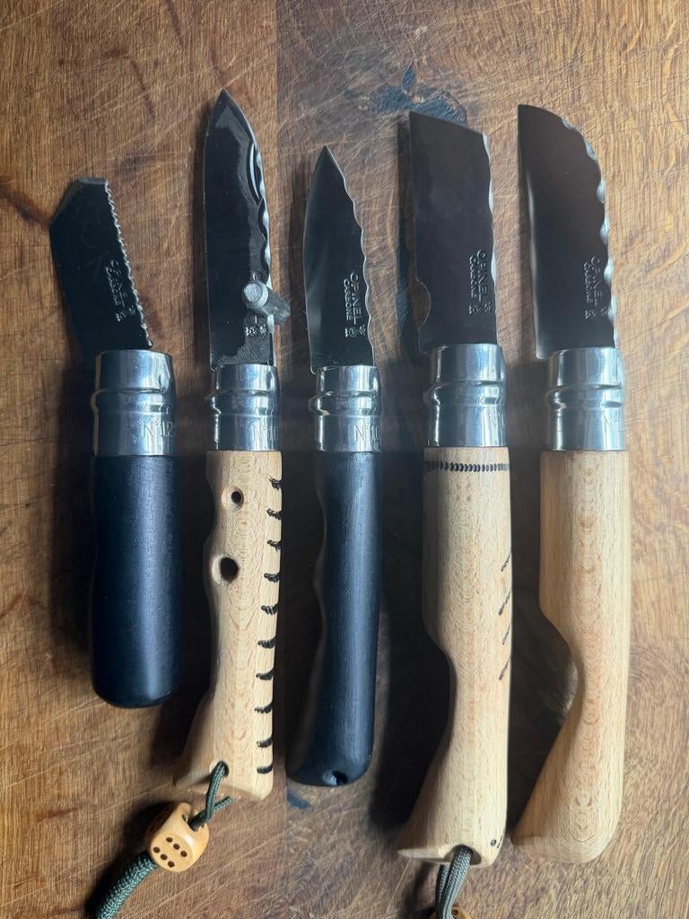 Opinel messen set: 3 x nr 12, 2x nr 10, Ophalen of Verzenden, Zo goed als nieuw