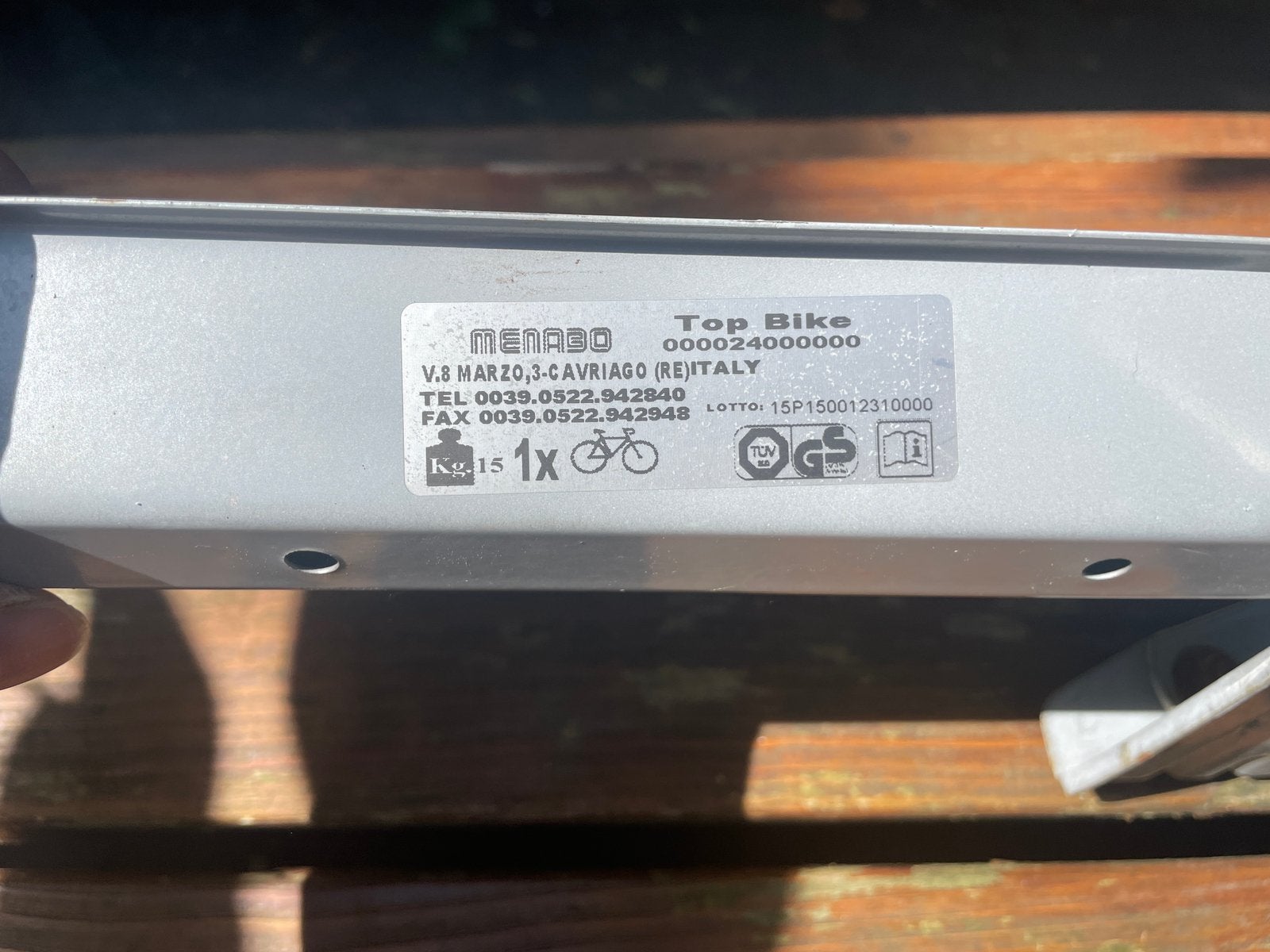 Menabo fietsendrager top bike 15 kg, Ophalen of Verzenden, 2 fietsen, Gebruikt, Dakdrager