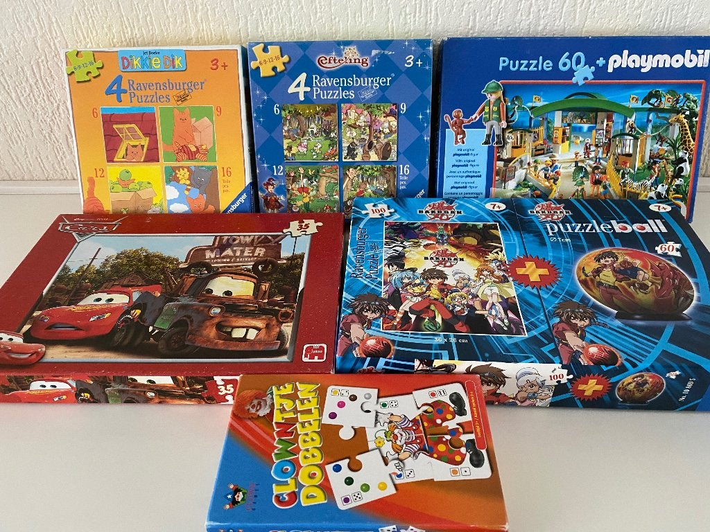 puzzels Dikkie Dik, Efteling, Cars, Clowntje, Bakugan, Ophalen of Verzenden, 10 tot 50 stukjes, Zo goed als nieuw, 2 tot 4 jaar