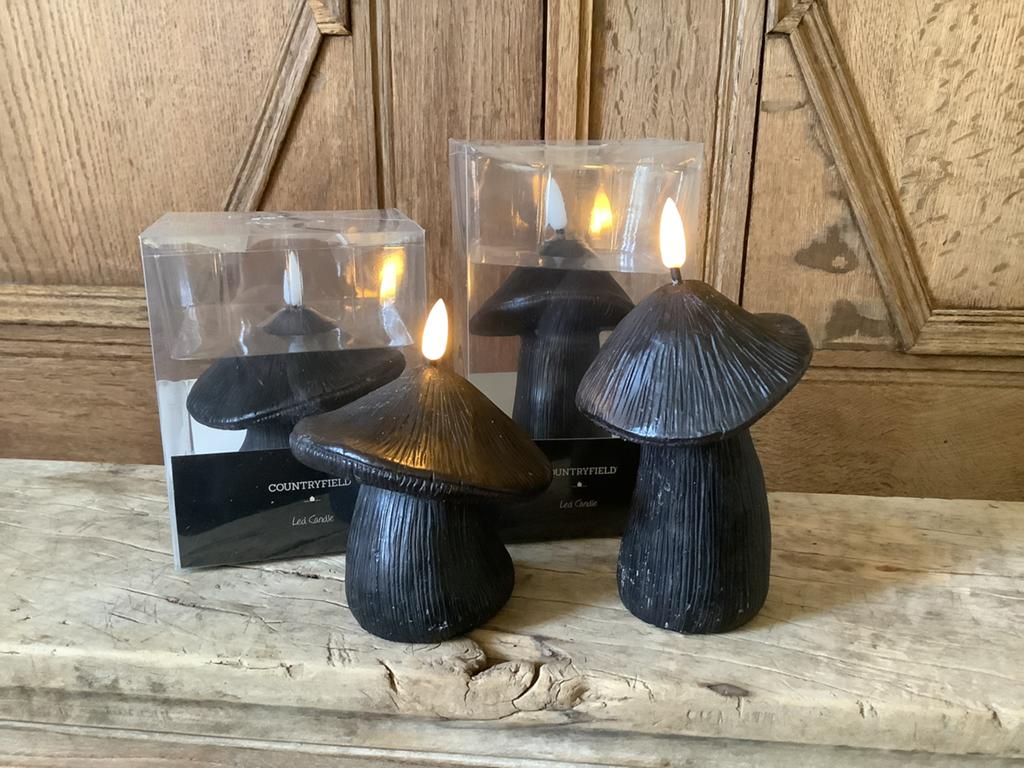 AANBIEDING Countryfield zwarte paddestoelen led kaarsen, Ophalen of Verzenden, Nieuw