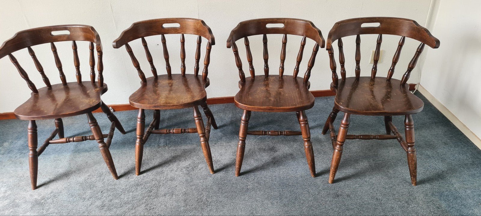 Set van 4 vintage houten eetkamerstoelen, Ophalen