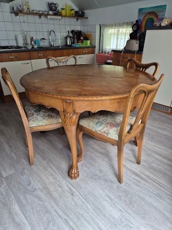 eettafel hout,4 tot 6 personen, Ophalen, 100 tot 150 cm, Rond, Zo goed als nieuw