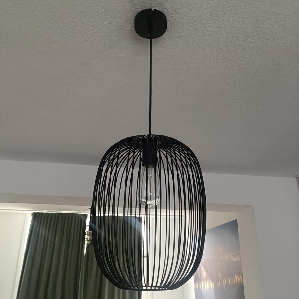 Zwarte draadlampen set - 3 stuks, Huis en Inrichting, Lampen | Hanglampen, Modern, Industrieel, Ophalen of Verzenden, Zo goed als nieuw