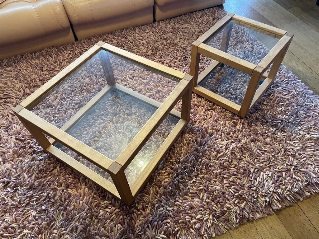 VINTAGE HYLLINGE MøBLER Danish Design houten tafeltjes, Ophalen, Minder dan 45 cm, Zo goed als nieuw, 75 cm of meer