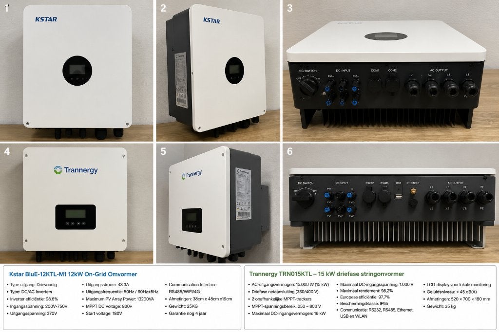 2 x als nieuwe omvormers K star 12Kw & Trannergy 15Kw, Ophalen, Zo goed als nieuw, Overige typen, 200 wattpiek of meer