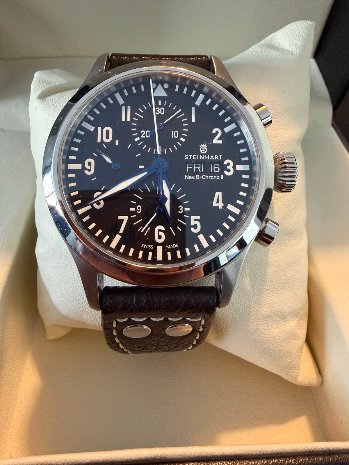 Steinhart Chrono Nav-B II, Ophalen of Verzenden, Gebruikt, Staal, Overige merken