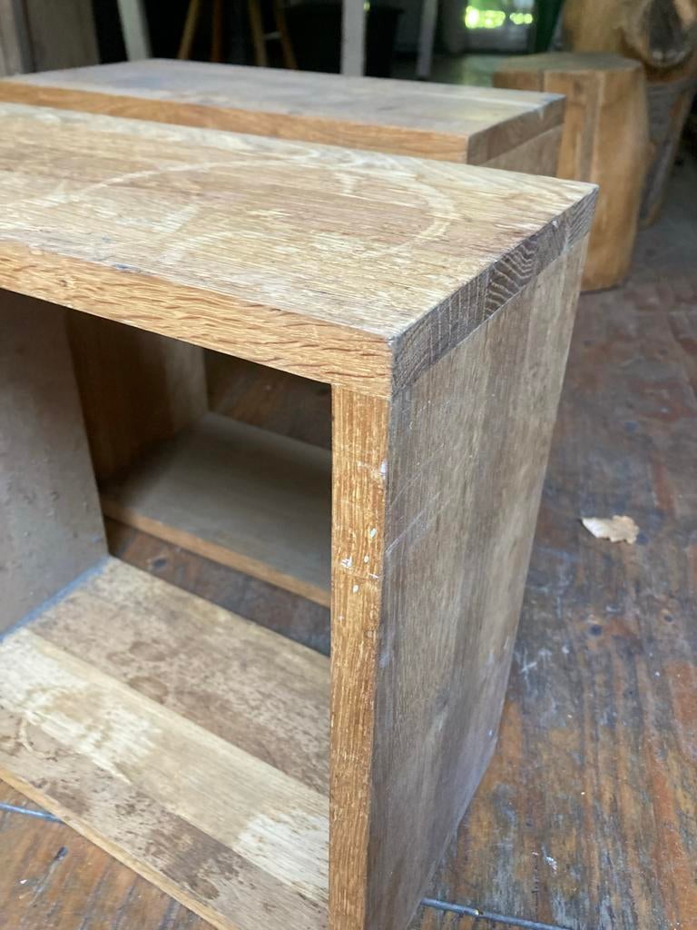2 stuks Eiken gelijmde kubus 40x40x20 cm, Huis en Inrichting, Ophalen, Minder dan 45 cm, Minder dan 55 cm, Gebruikt