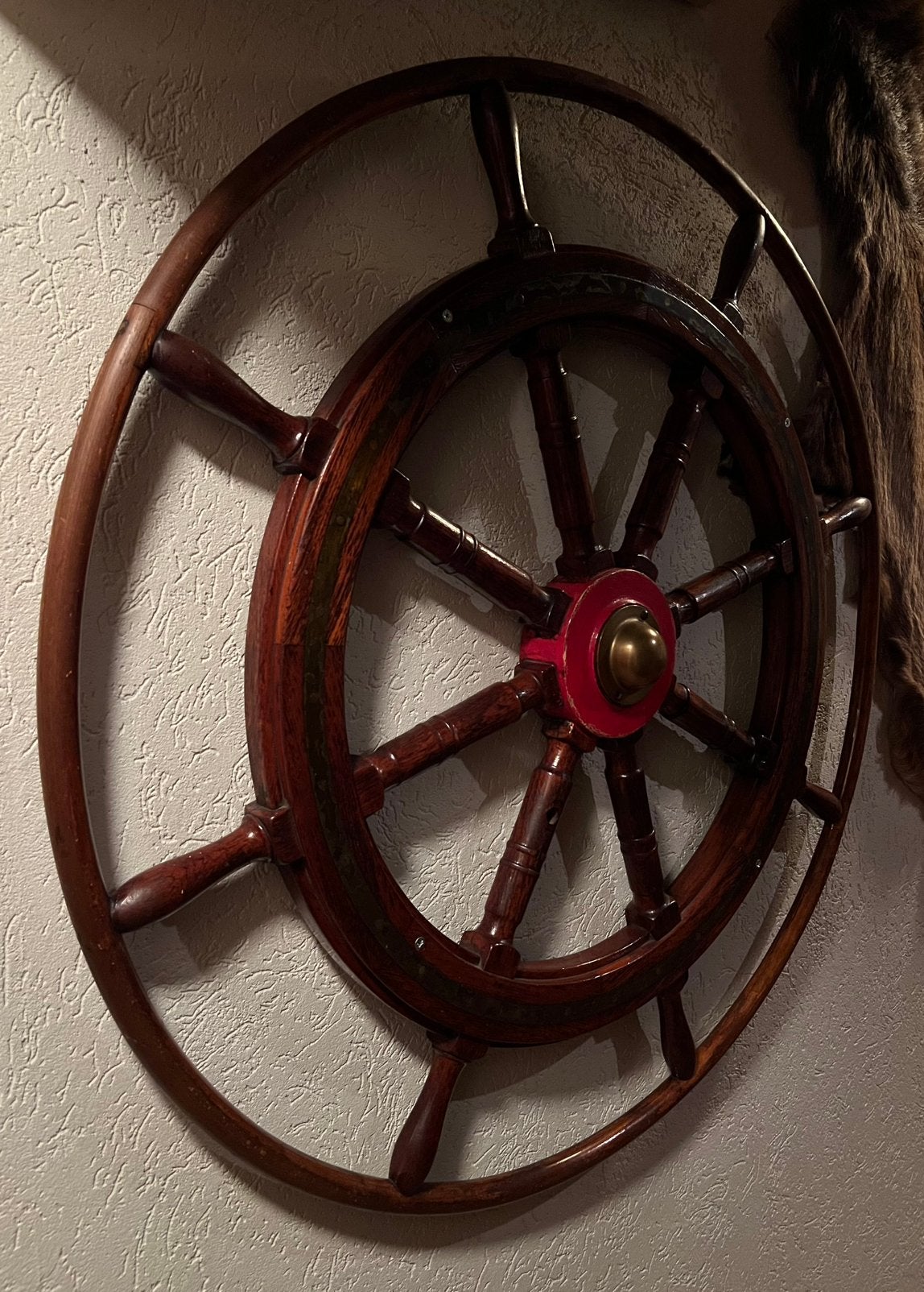 Gigantisch groot en mooi SCHEEPSSTUURWIEL diameter 124 cm, Antiek en Kunst, Ophalen