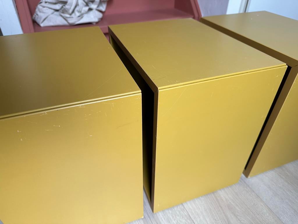 3x IKEA EKET kastjes okergeel, Ophalen of Verzenden, Gebruikt