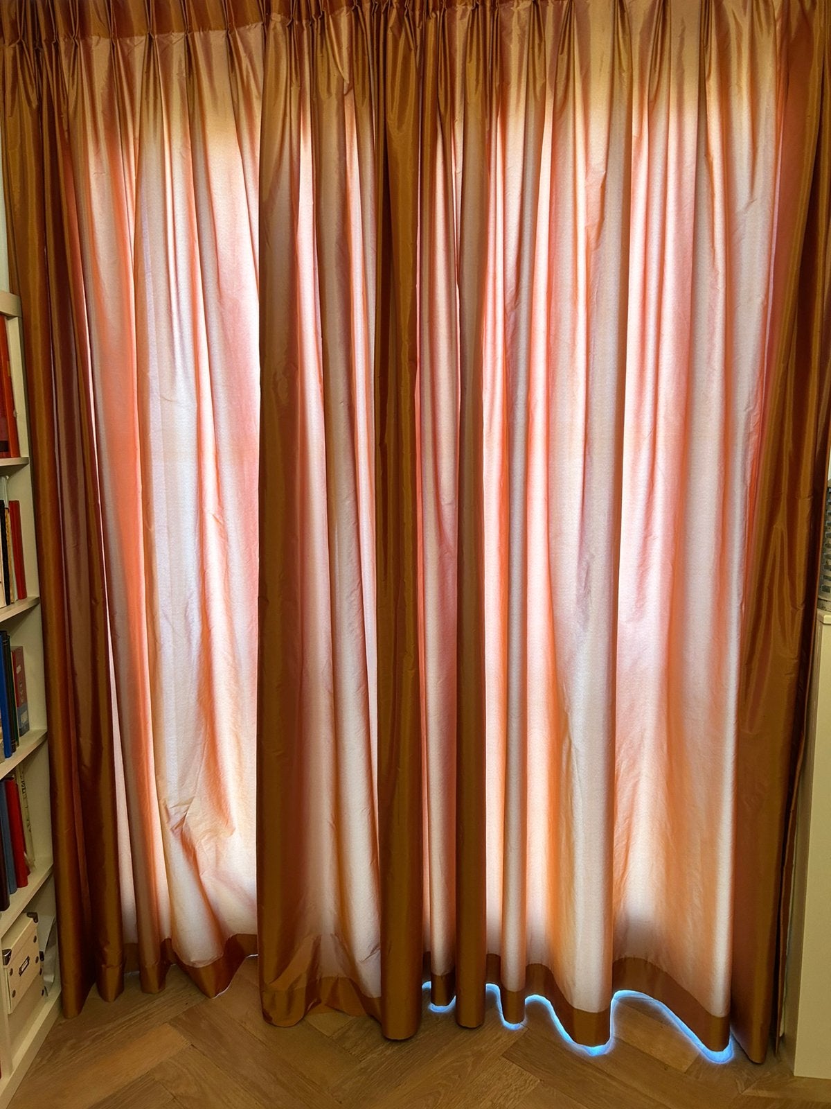 Gordijnen gevoerd chintz 1.55 breed bij 2.60 lang, Overige materialen, Gebruikt, Ophalen of Verzenden, 260 cm