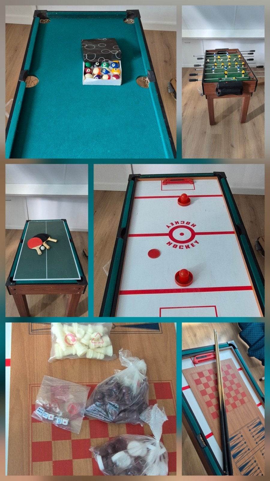 Mini pool/tafeltennis/tafelvoetbal/airhockey tafel, Ophalen, Gebruikt