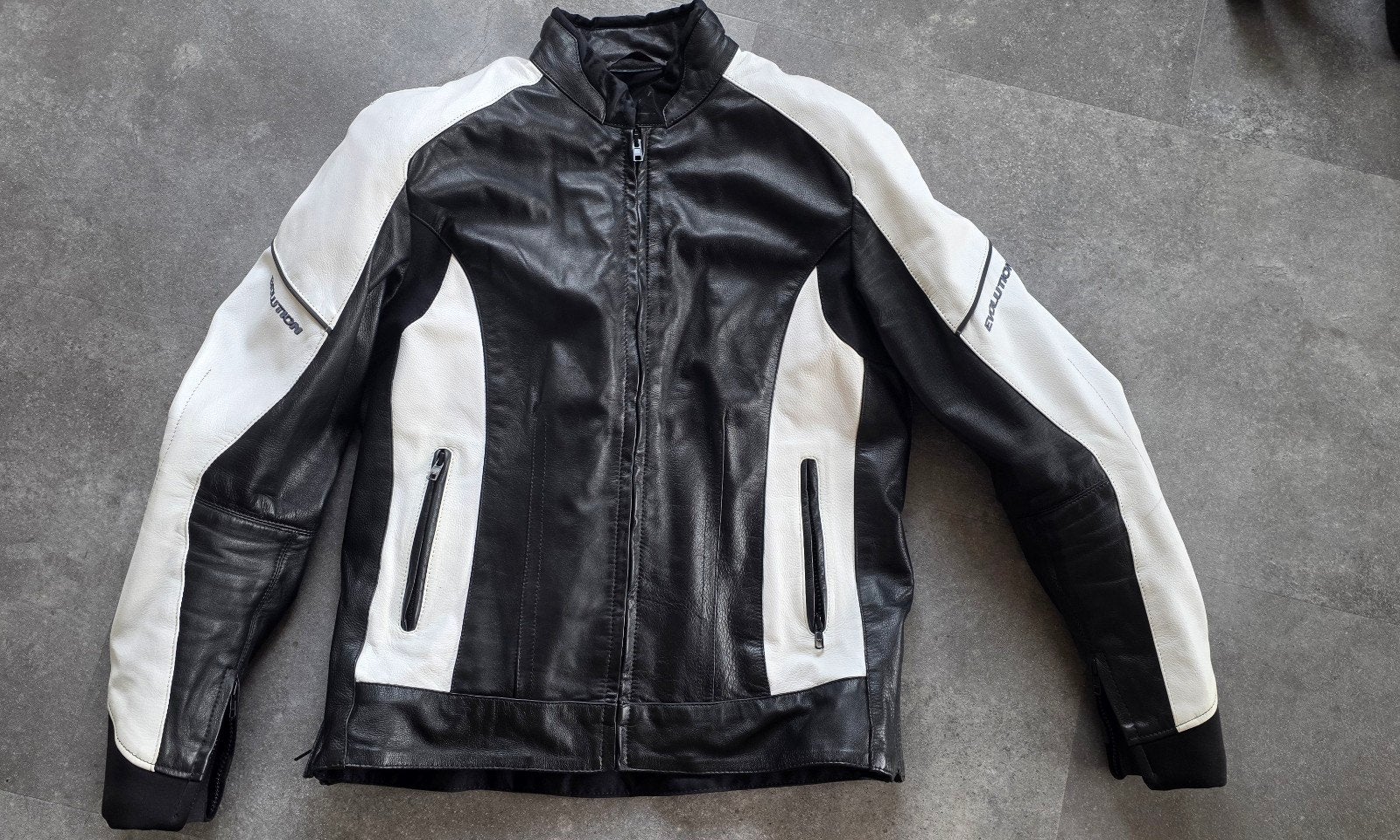 Evolution EVO Member Leren Motorjas Dames Zwart/Wit Maat 42, Ophalen, Evolution, Jas | leer, Dames