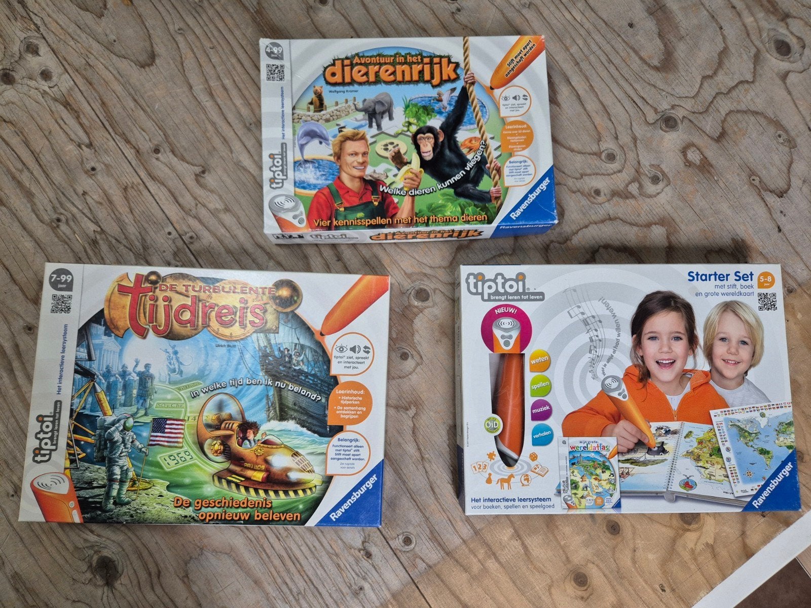 ZGAN Tiptoi pakket: Atlas, Dierenrijk, Tijdreis + Tiptoi pen, Kinderen en Baby's, Ophalen, Zo goed als nieuw, Taal en Lezen, Met geluid