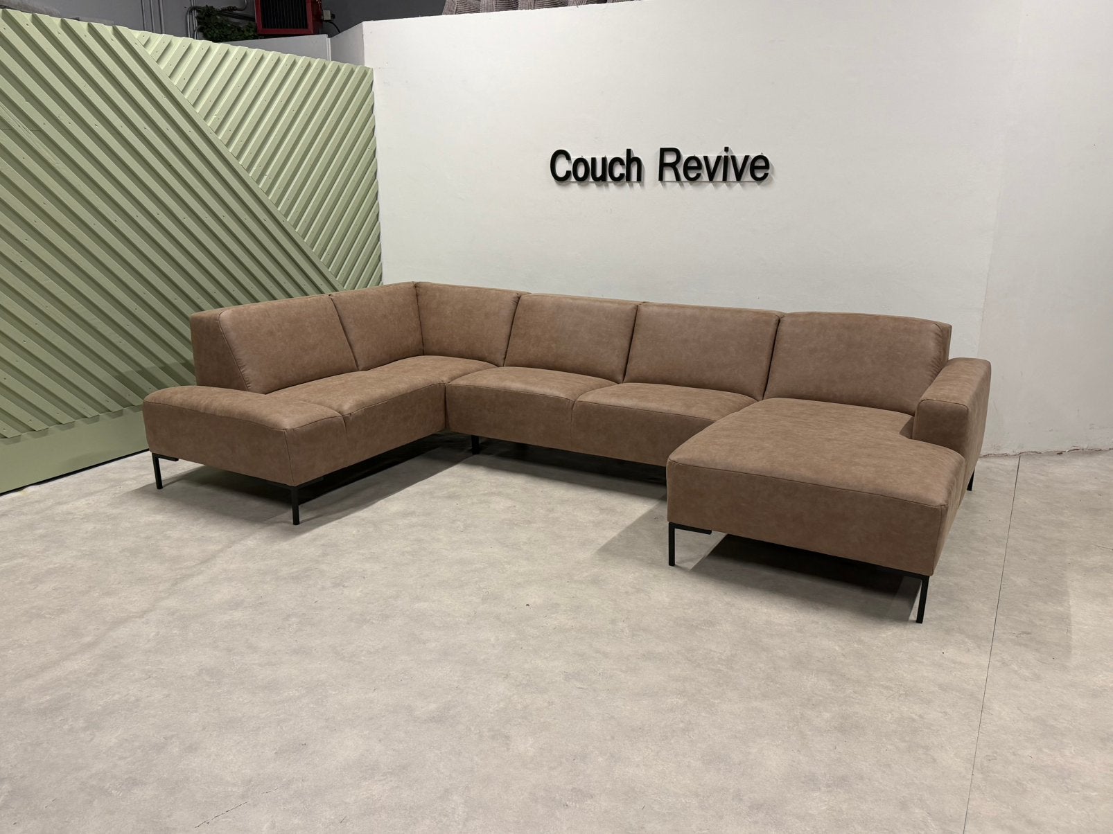 NIEUW Bruine U-bank Vigo 345x200 cm | GRATIS LEVERING