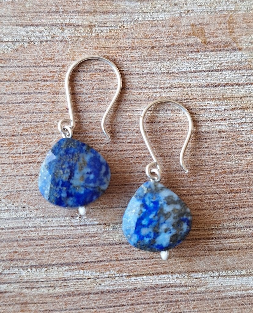 handgemaakte oorbellen echt zilver en lapis lazuli, Sieraden, Tassen en Uiterlijk, Oorbellen, Hangers, Nieuw, Met edelsteen, Zilver