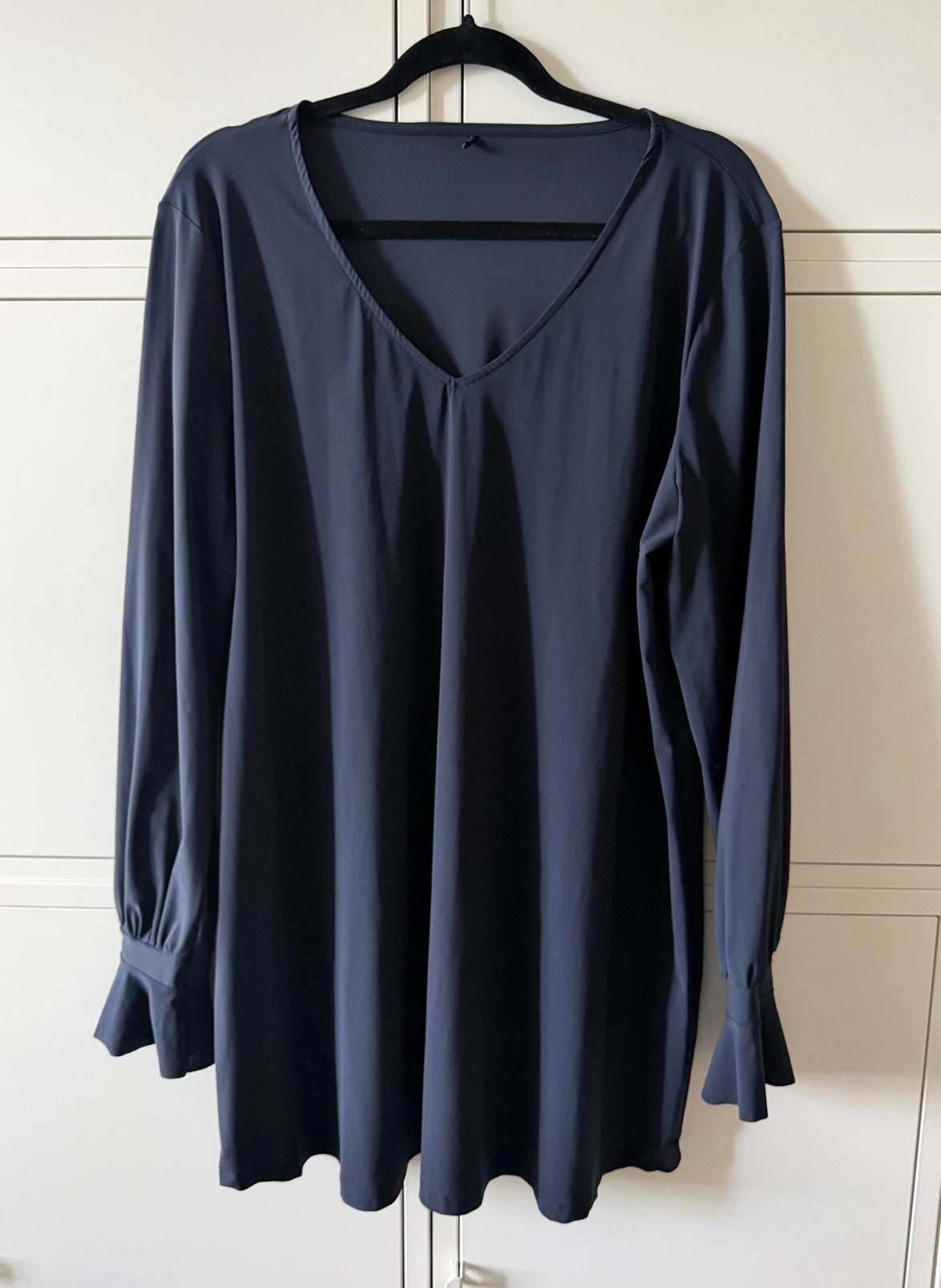Zgan donkerblauw Plus Basics shirt mt 46, Verzenden, Zo goed als nieuw, Blauw, Shirt of Top