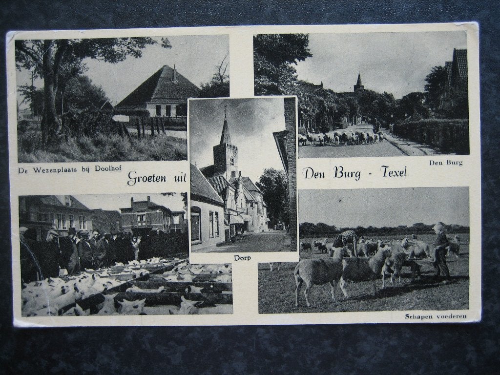 DEN BURG  Texel  5 luiks groeten uit 1953, Ophalen of Verzenden, 1940 tot 1960, Waddeneilanden