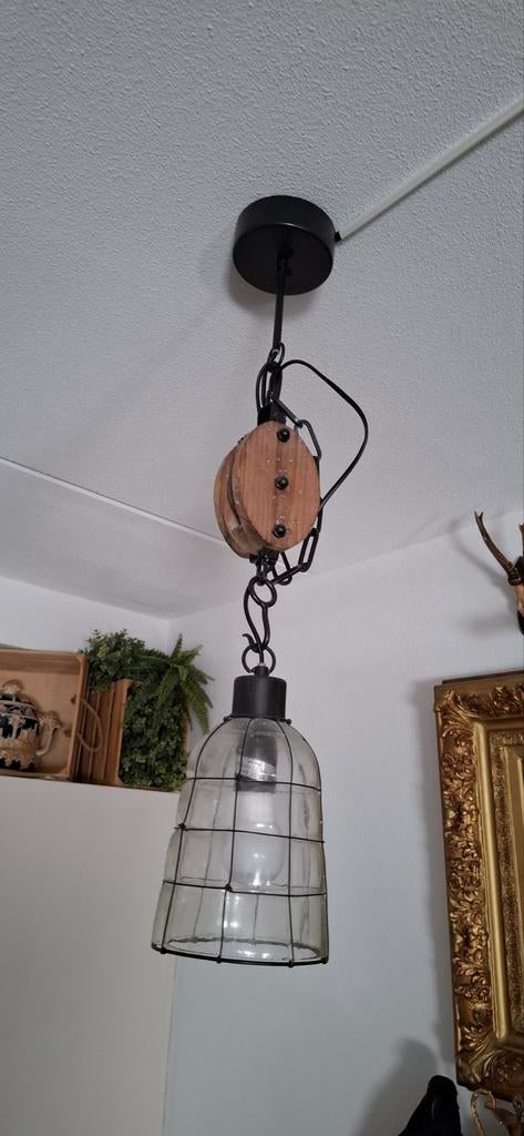 Hanglamp katrol, Ophalen, Glas, Minder dan 50 cm