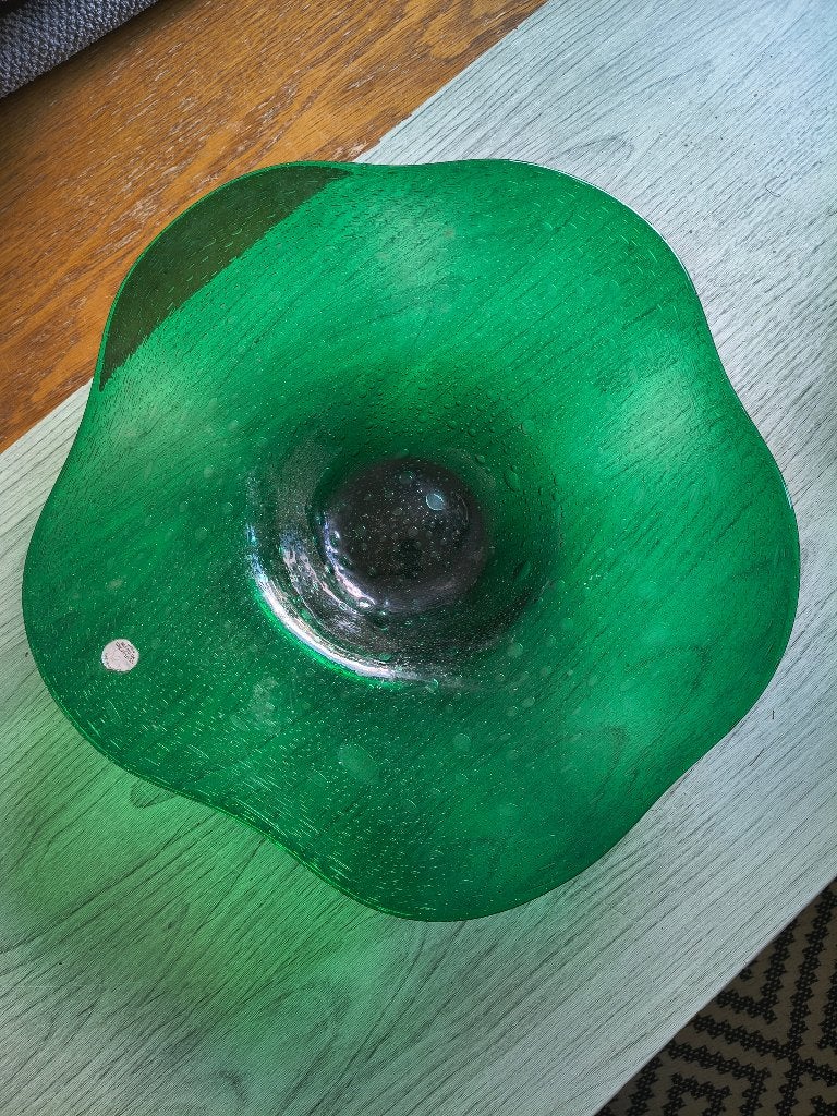 Grote groene schaal van Royal Leerdam Kristalunie, Antiek en Kunst, Ophalen of Verzenden