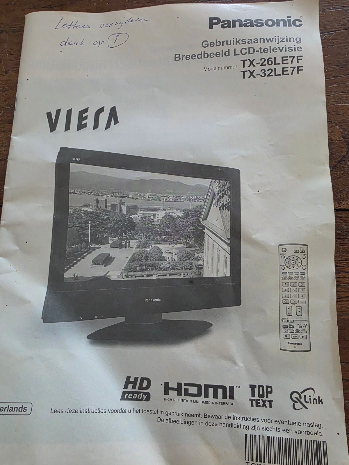 Gratis Panasonic TX-26LE7F, Ophalen, Gebruikt