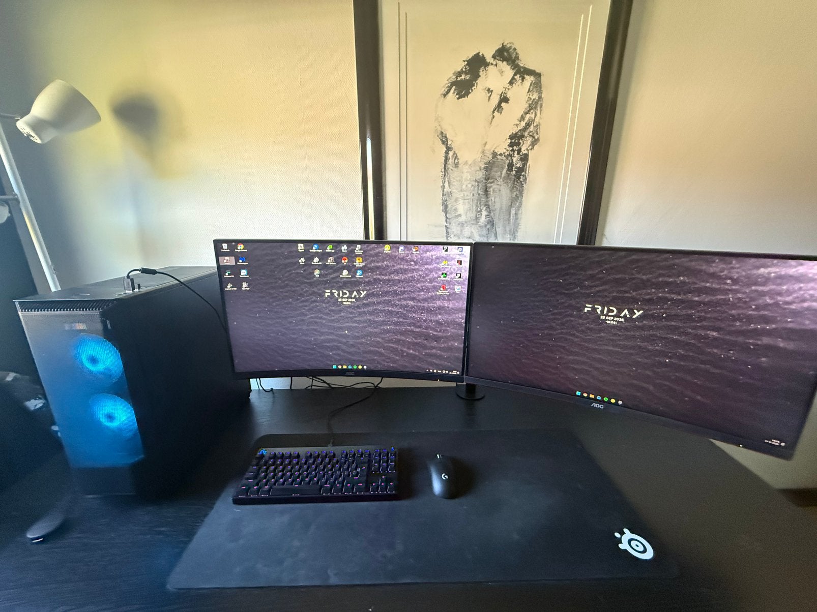 Complete gaming setup. 2x monitor 240hz, krachtige game pc