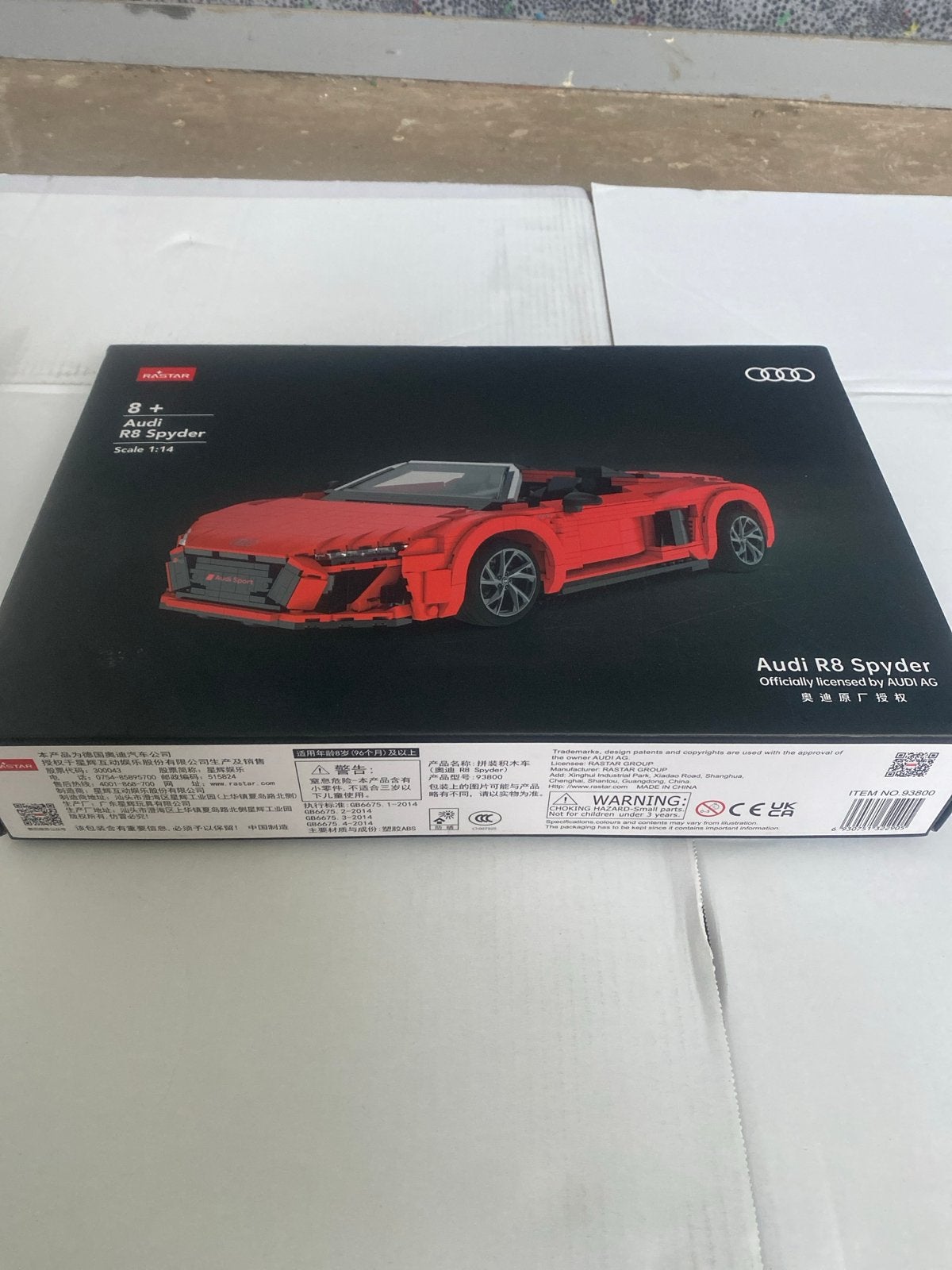 RASTAR Audi R8 Spyder Bouwpakket - 1280 stuks, Overige merken, Rastar, Nieuw, Ophalen of Verzenden