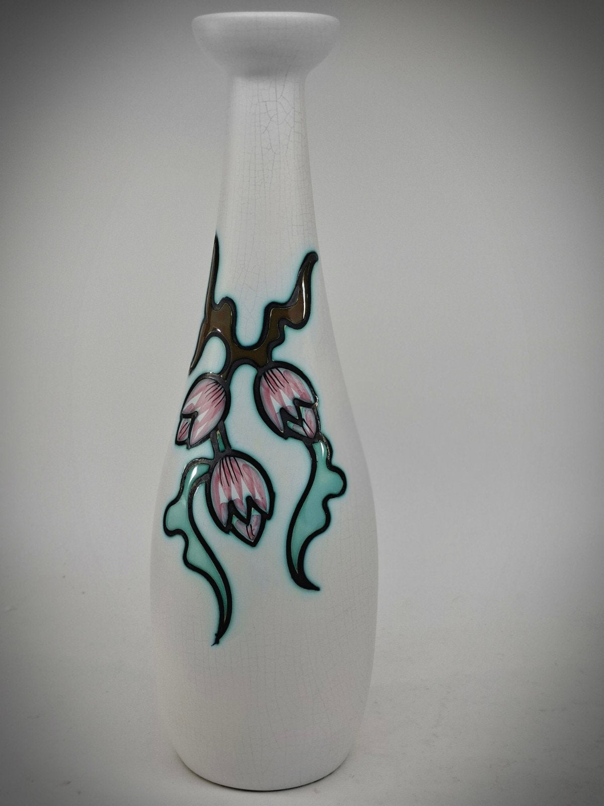 Vintage Fiora Holland Bianca craquelé vaas 38 cm, Antiek en Kunst, Antiek | Vazen, Ophalen of Verzenden