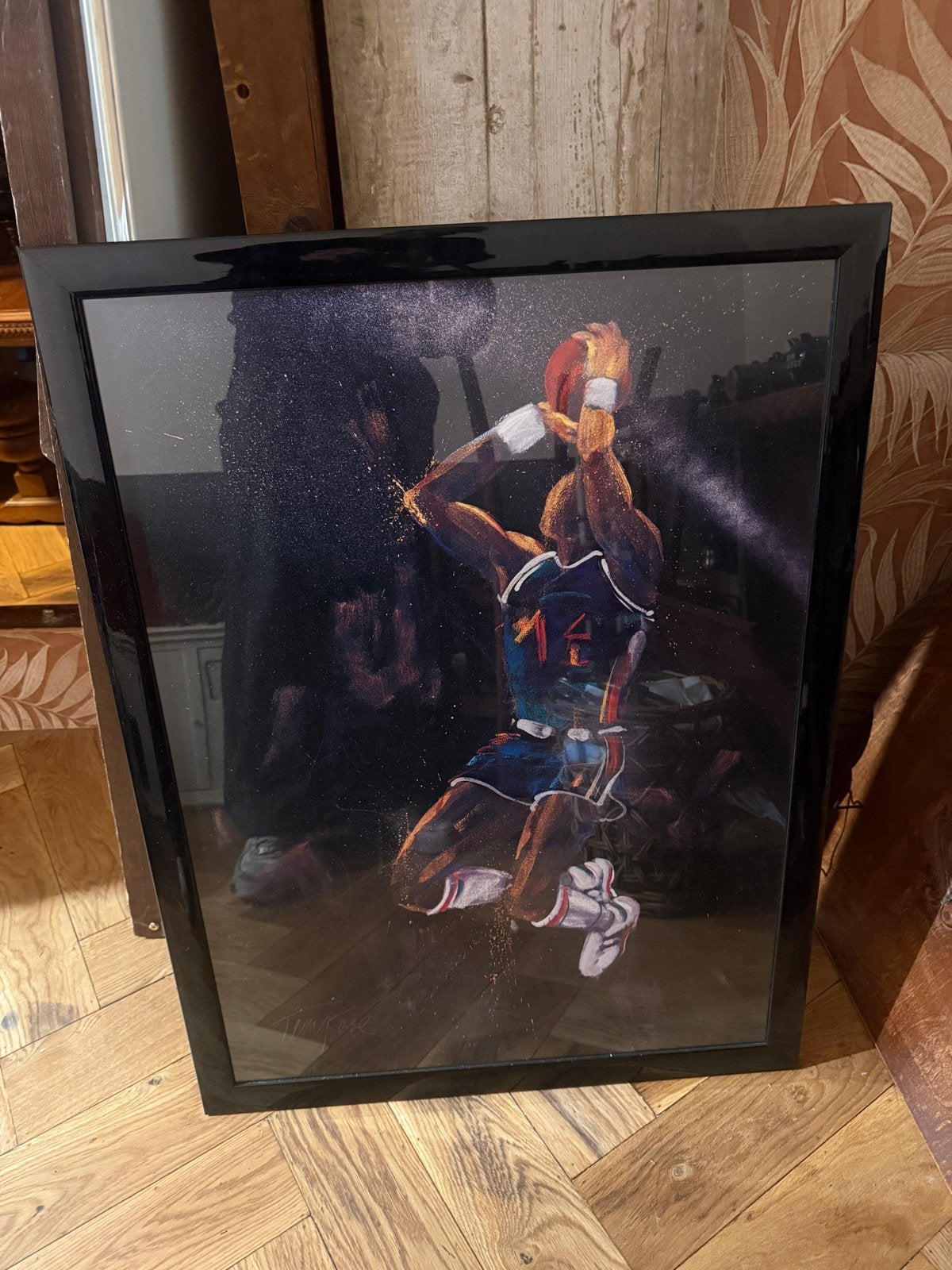 1980 Basketbal Print - Gesigneerd door Terry Rose, Huis en Inrichting, Ophalen, 50 – 75, Gebruikt, Oorspronkelijke maker