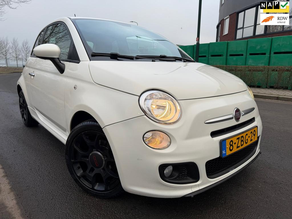 Fiat 500 0.9 TwinAir Turbo 500S BJ 2014 AIRCO/LEER/17 INCH !, Gebruikt, 400 kg, Leder en Stof, Wit