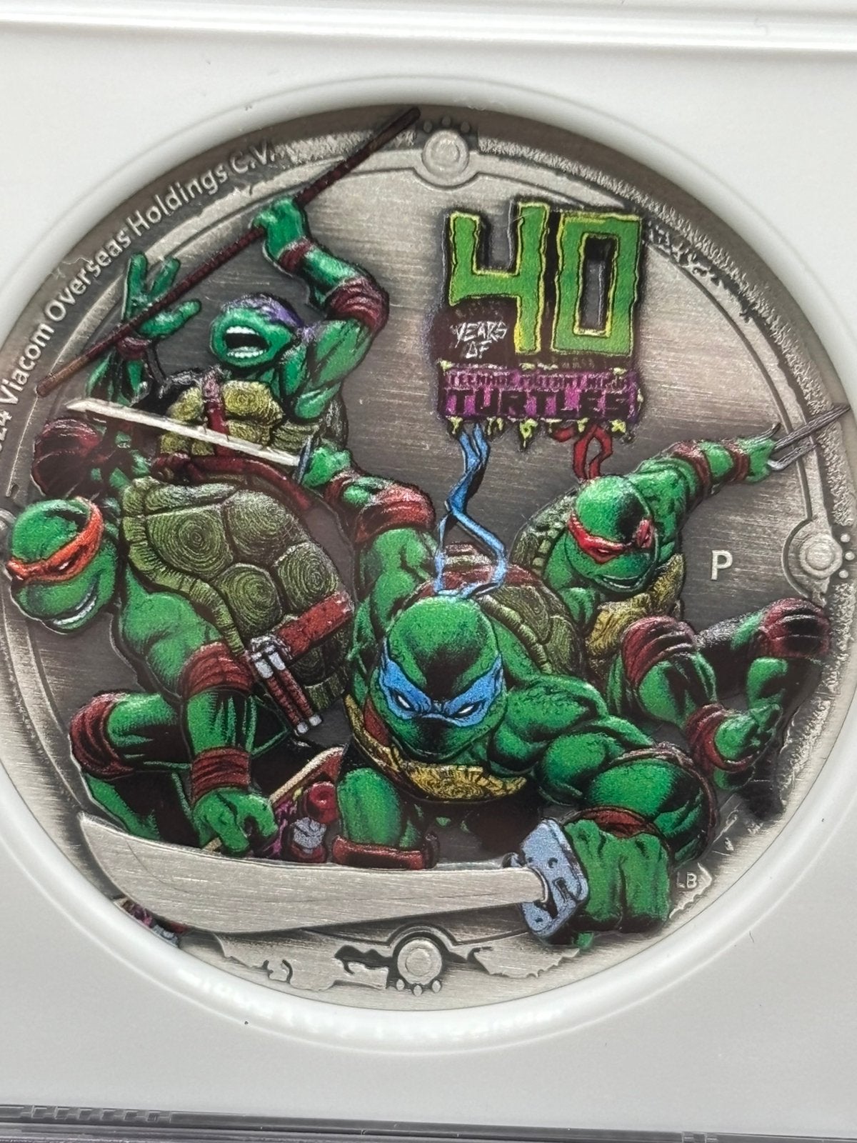 Ninja turtles 2oz antiqued ms70 NGC first release zilver, Ophalen of Verzenden, Zilver