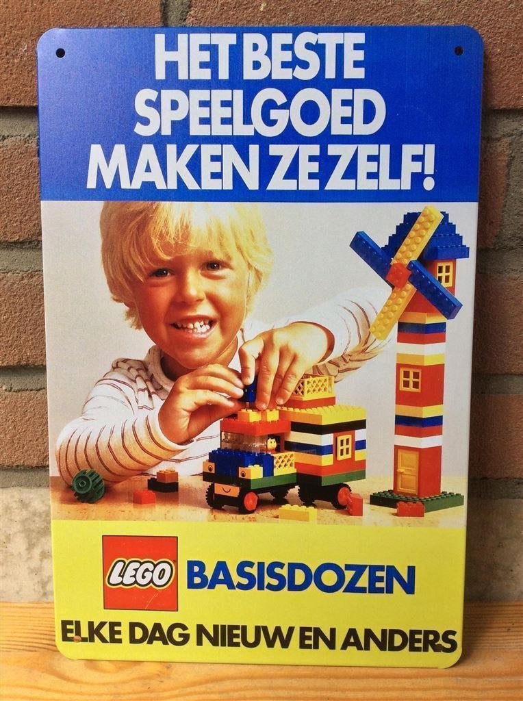 retro LEGO Reclame Retro Metalen Wandbord Poster, Verzenden, Nieuw, Reclamebord