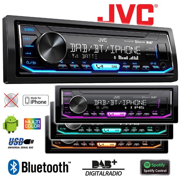 Autoradio JVC KD-X451DBT met DAB&Bluetooth functie ZGAN, Ophalen of Verzenden, Zo goed als nieuw