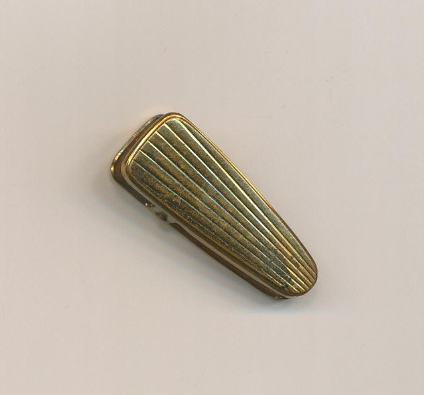 Klassieke Goudkleurige Tie Clip / Dasklem met Ribbelpatroon, Verzenden, Gebruikt, Goud, Overige materialen