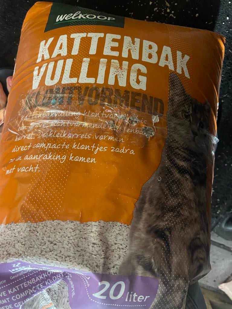 Gratis nieuwe zak kattenbak vulling, Ophalen