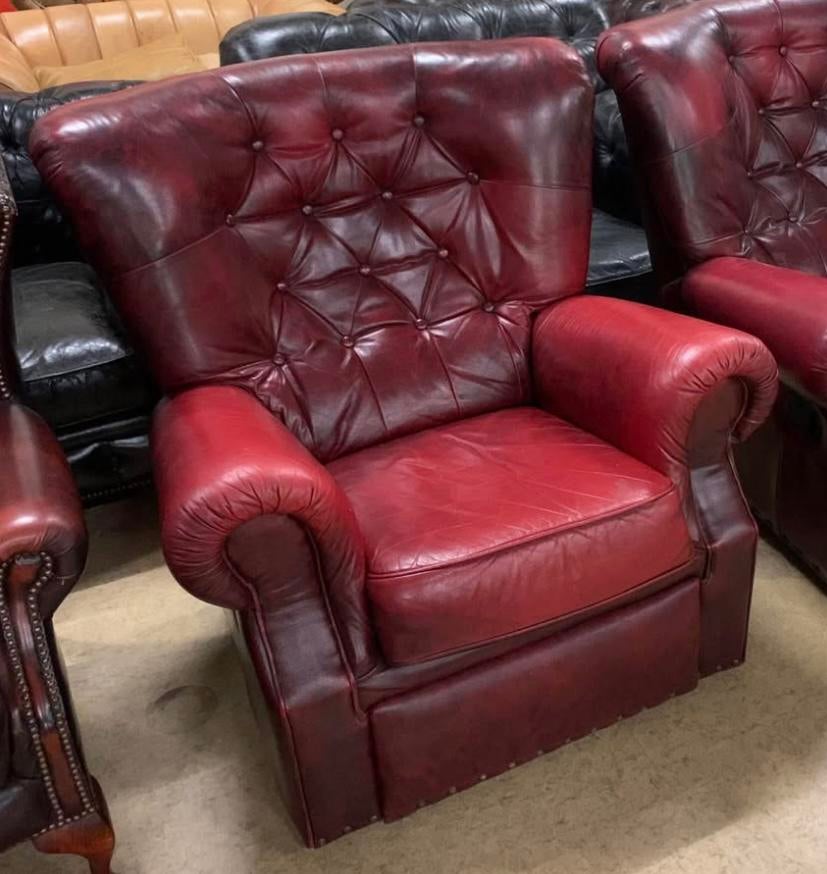 Prachtige Chesterfield Fauteuil Wijnrood., Huis en Inrichting, Fauteuils, Gebruikt, 100 tot 125 cm, Chesterfield, Leer