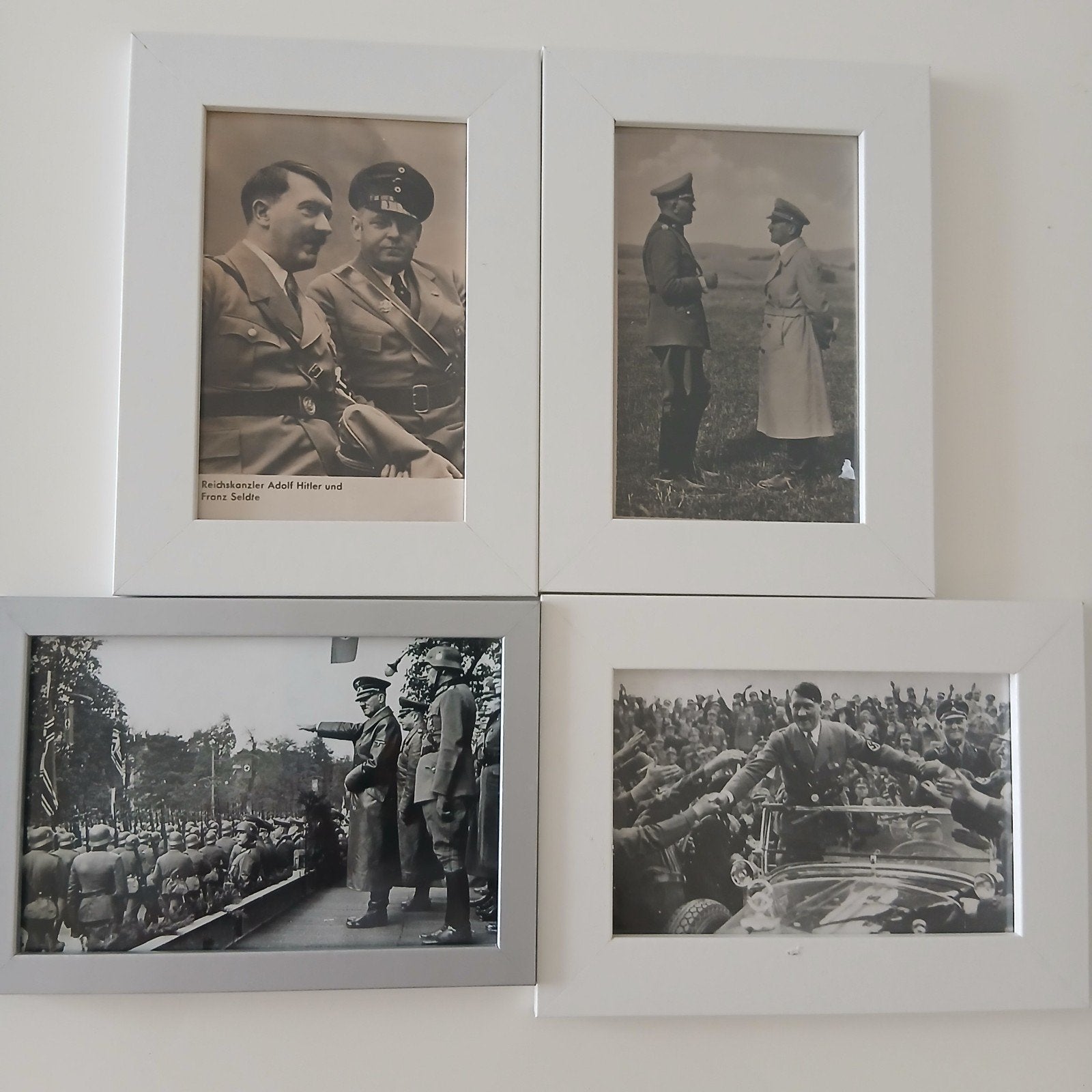 4 ingelijste foto's van Adolf Hitler reproductie, Ophalen of Verzenden