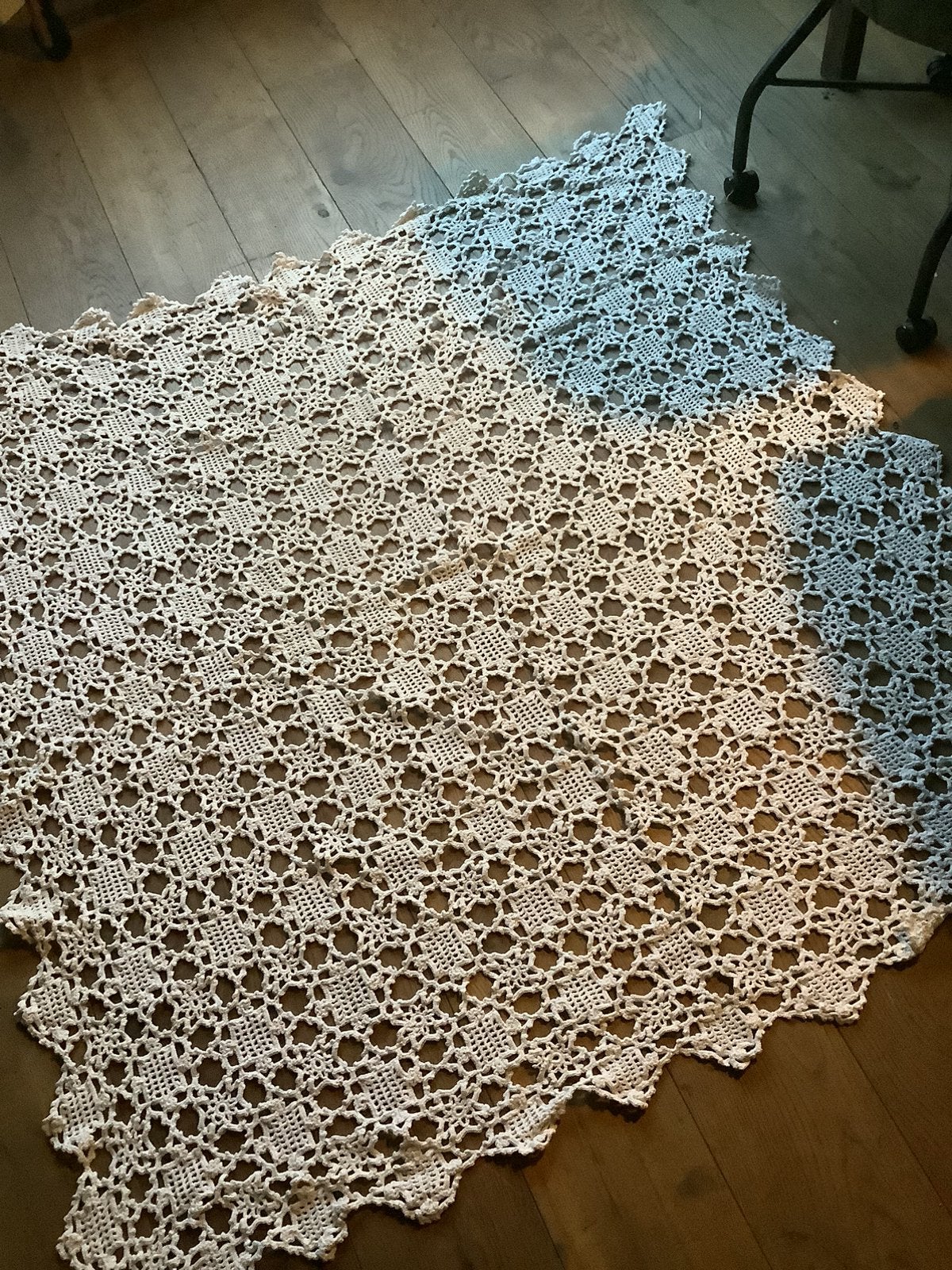Woondeken sprei gehaakt katoen wolwit vintage, Ophalen, Zo goed als nieuw