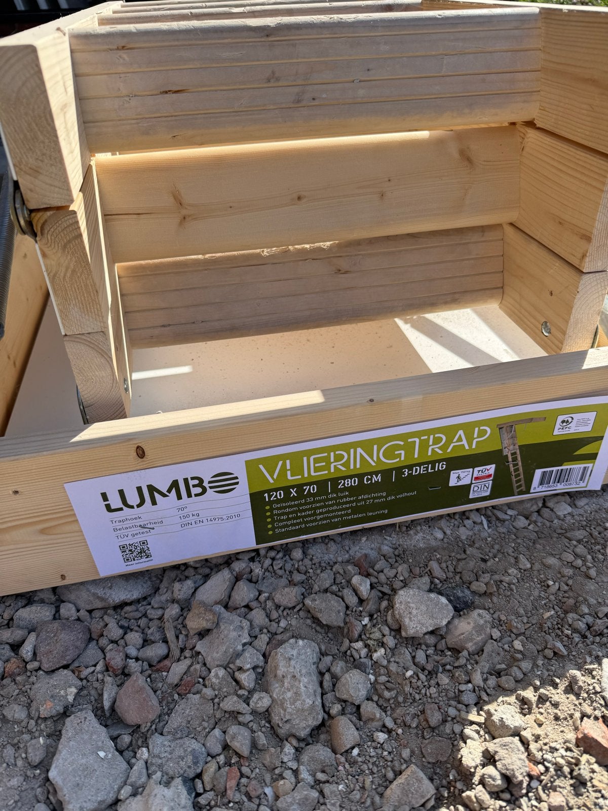 Nieuwe LUMBo Vlieringtrap 120x70x280cm 3-delig, Ophalen, Trap, Nieuw, Opvouwbaar of Inschuifbaar