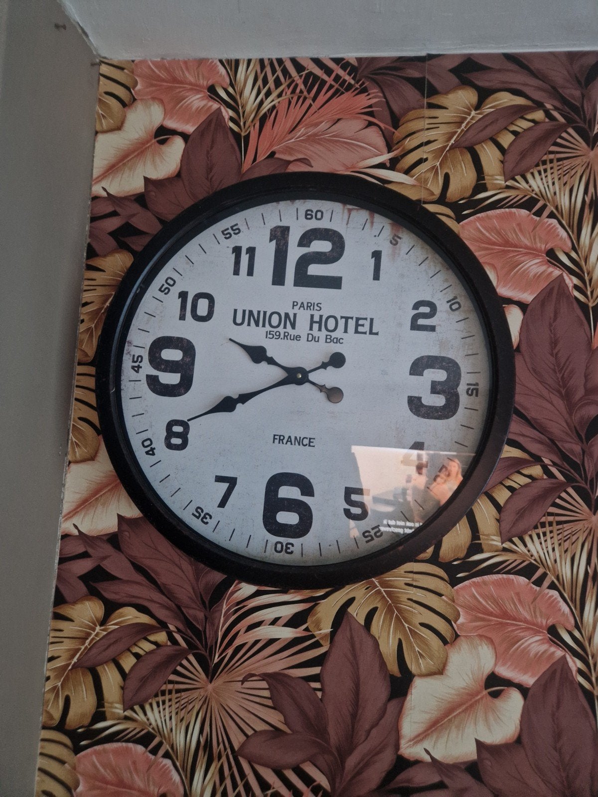 Grote Industriële Wandklok - Paris Union Hotel, Ophalen, Analoog, Industrieel, Zwart