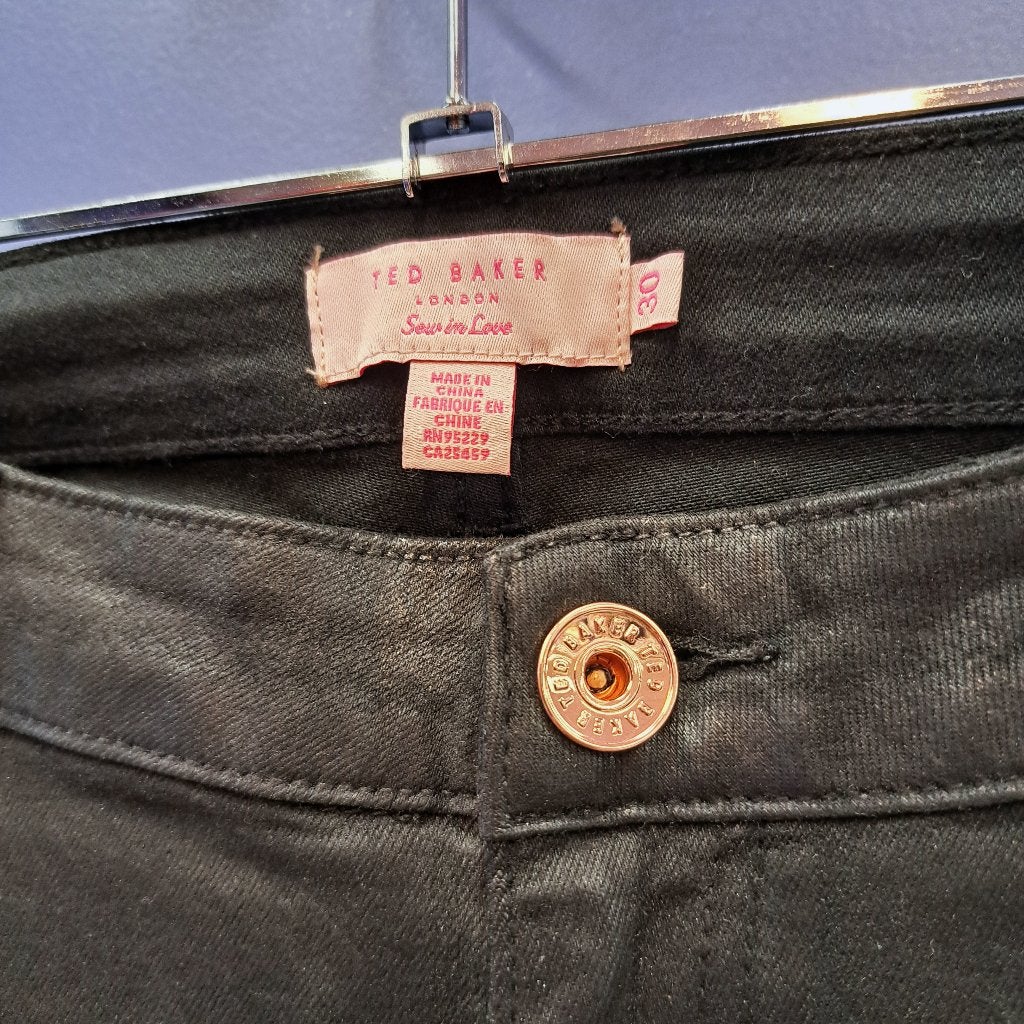 Ted Baker nieuwe zwarte coated jeans met kant maat 30 50295, ., Zwart, Ted Baker, Ophalen of Verzenden