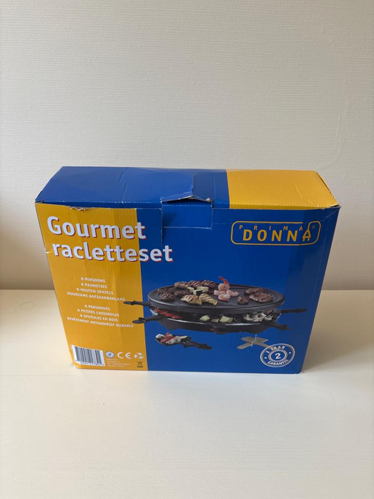 Gourmet racletteset voor 8 personen - Prima Donna, Witgoed en Apparatuur, Gourmetstellen, Ophalen of Verzenden, Zo goed als nieuw