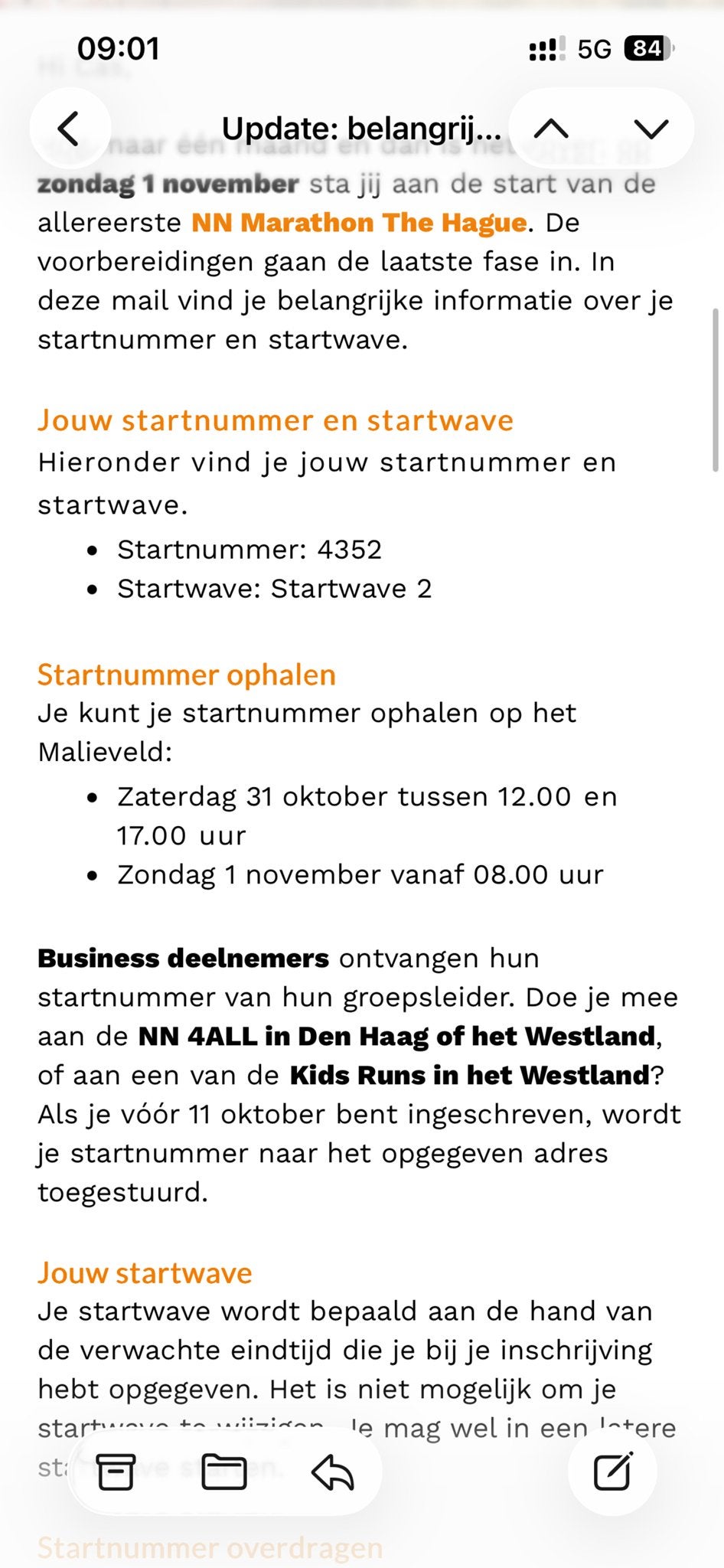 Startbewijs NN Marathon Den Haag wave 2