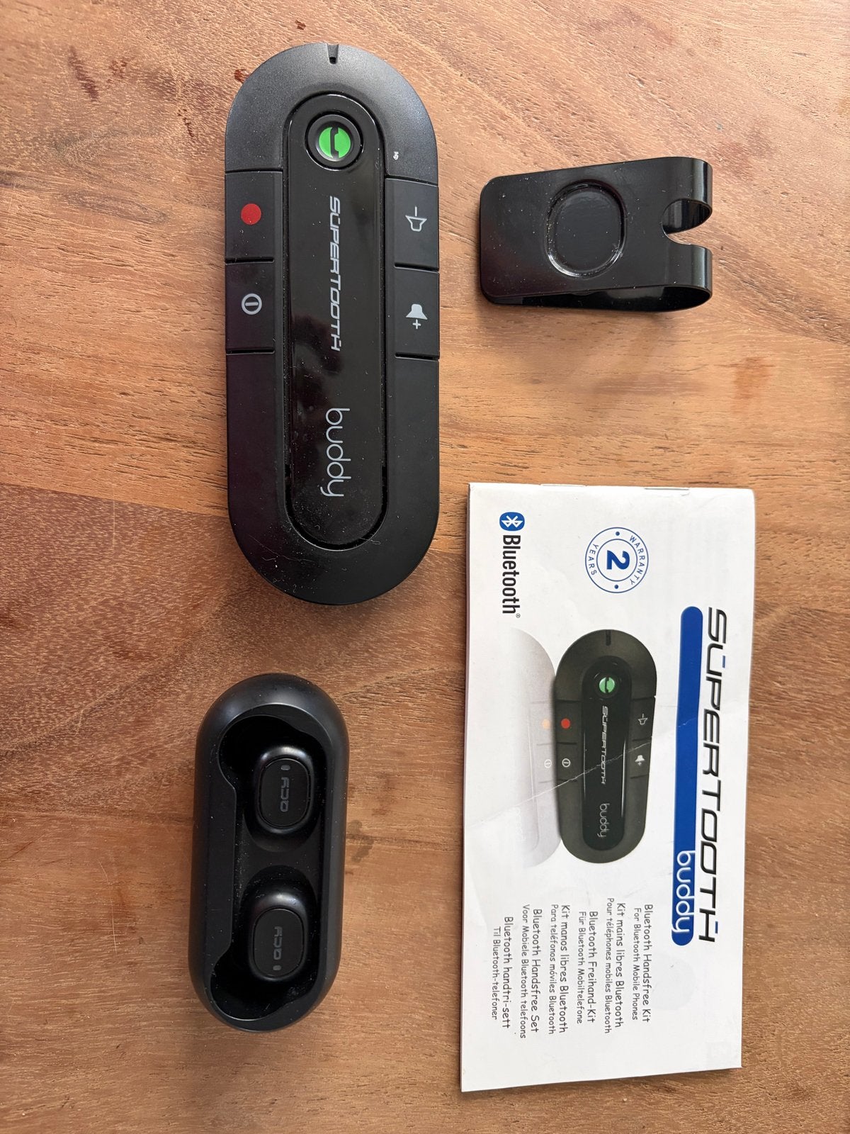 Supertooth Buddy Bluetooth Carkit en Oordopjes, Opbouw, Universeel, Ophalen of Verzenden, Complete carkit