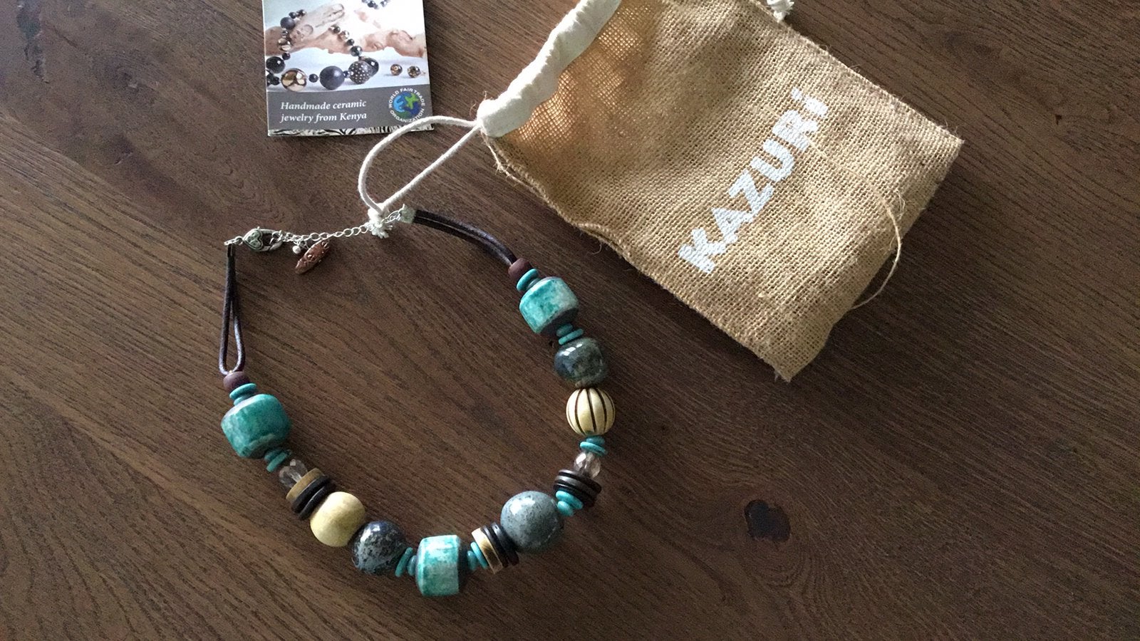 KAZURI handmade ketting, Sieraden, Tassen en Uiterlijk, Kettingen, Verstelbaar, Overige kleuren, Ophalen of Verzenden, Zo goed als nieuw