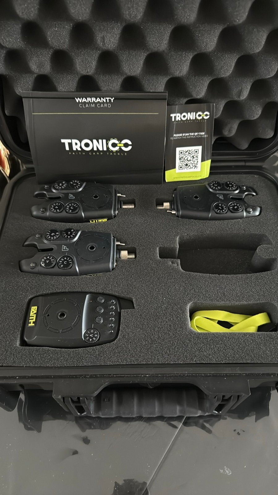 Faith Tronic-c Bite Alarm set 3+1 met Koffer en Ontvanger, Watersport en Boten, Ophalen, Gebruikt, Overige typen