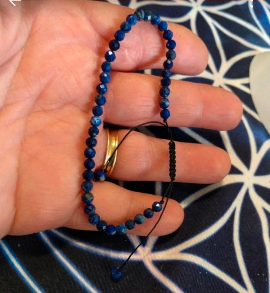 Verstelbaar armband met 4 mm facet geslepen Lapis Lazuli, Verzenden, Nieuw, Blauw