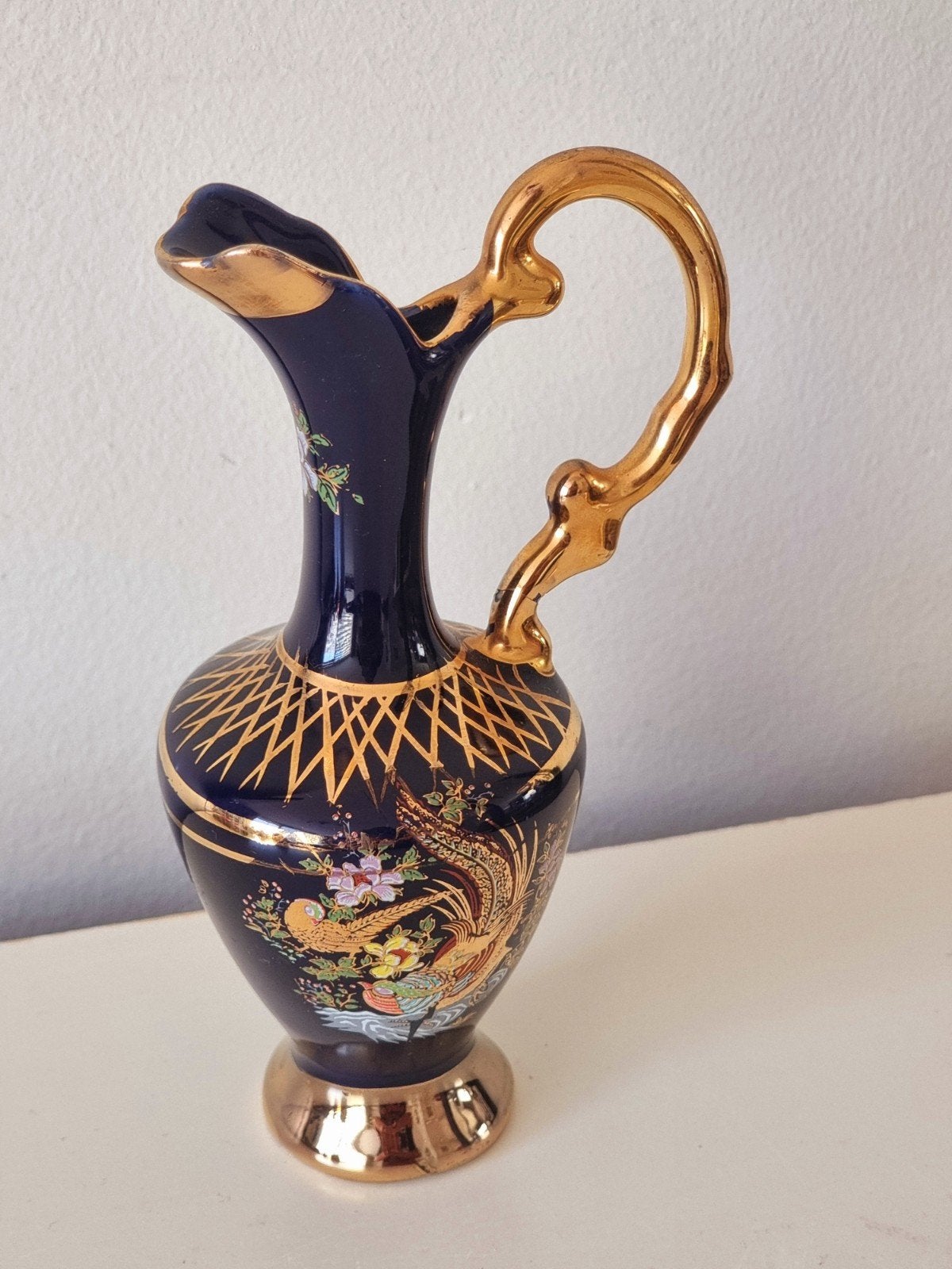 Vintage Limoges cobalt porselein vaasje, Ophalen of Verzenden